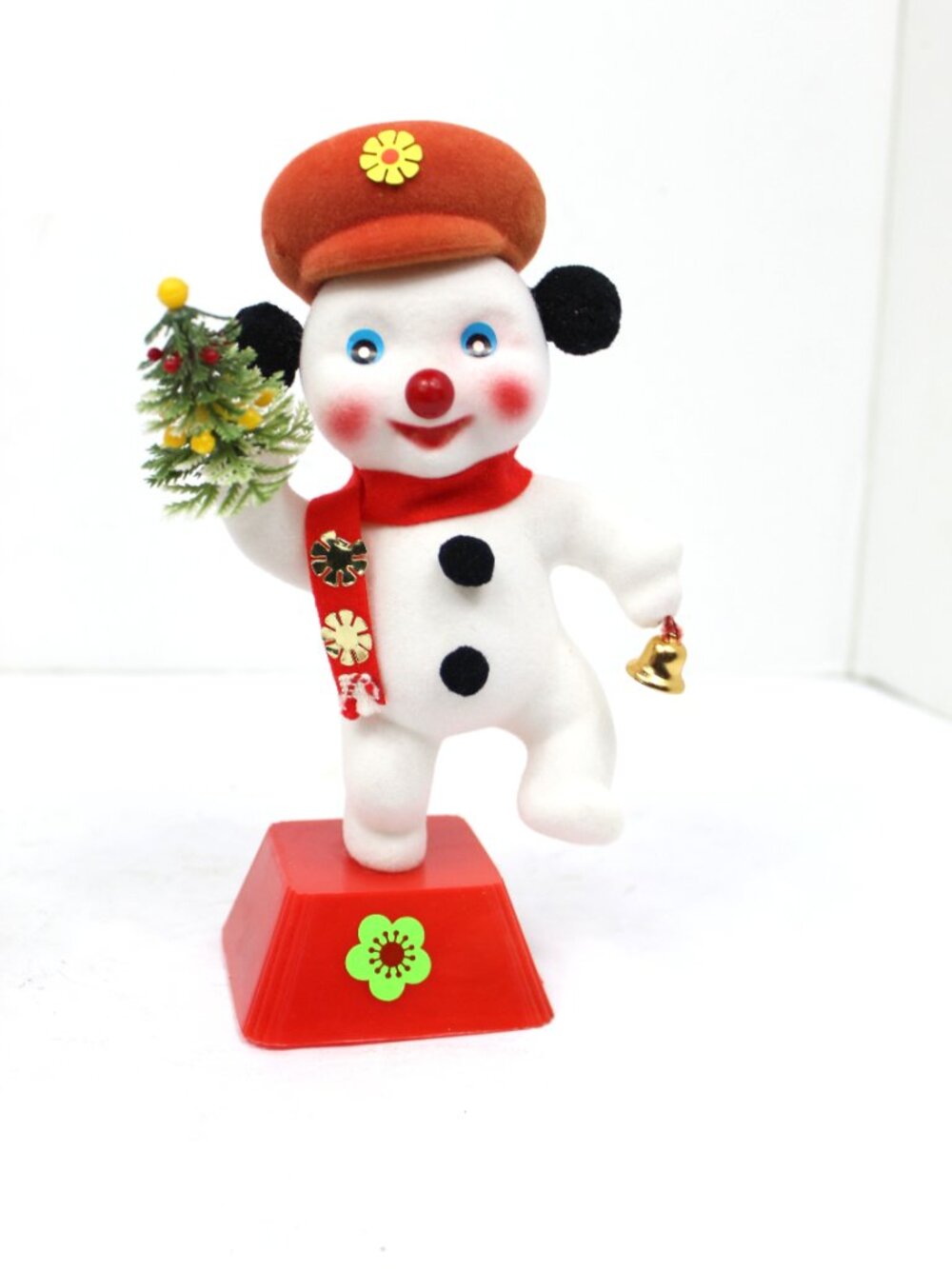 Yuletide Christmas Snowman Centerpiece Battery Operated Blinking Light Vintage